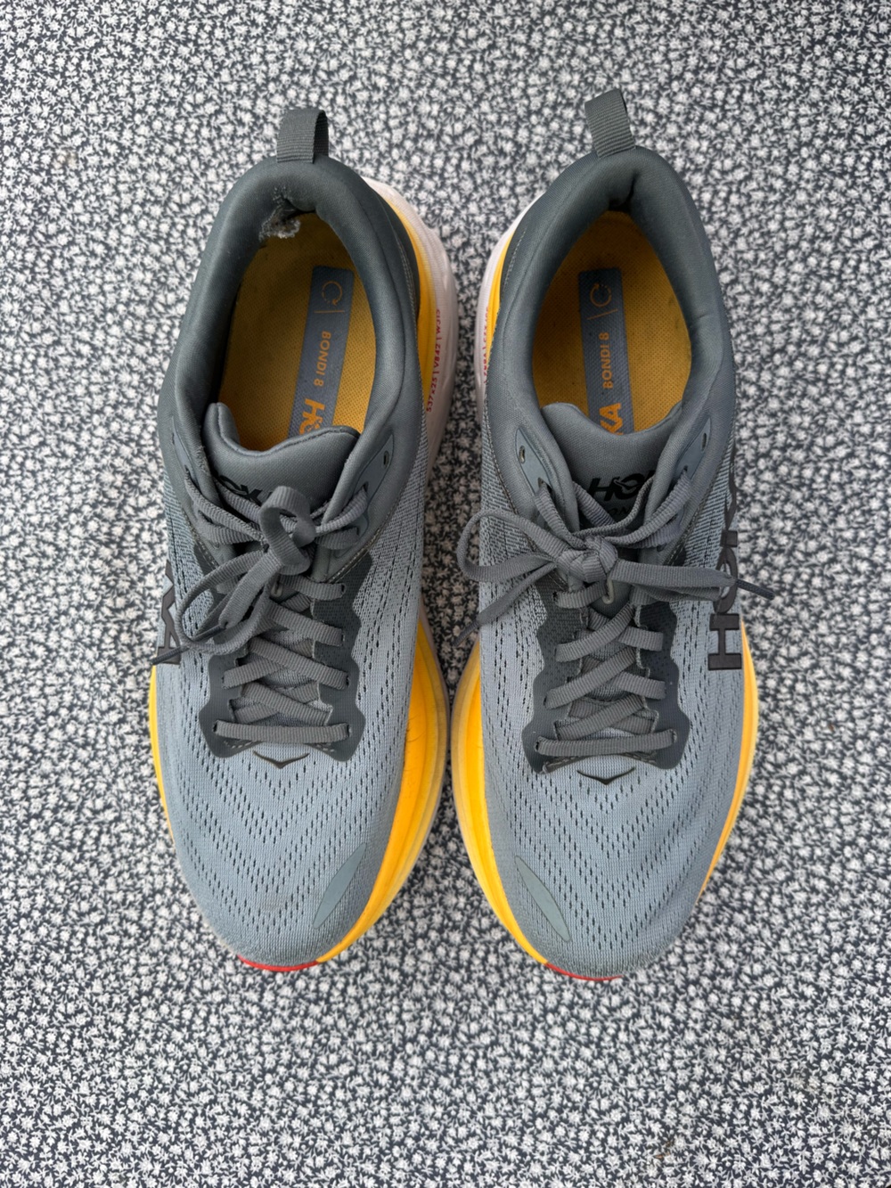 Hoka Bondi 8 Mens Running Shoes Goblin Blue Yellow Gray Max Cushion Size 11.5 D - Picture 9 of 12